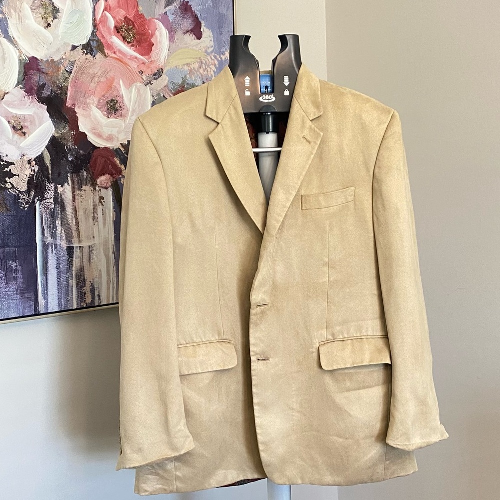 Lauren Ralph Lauren Blazer Jacket Mens Tan Notch Lapel 2 Buttons 42 R
